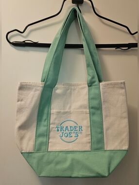Trader Joe's Mini Green Pastel Canvas Tote Bag